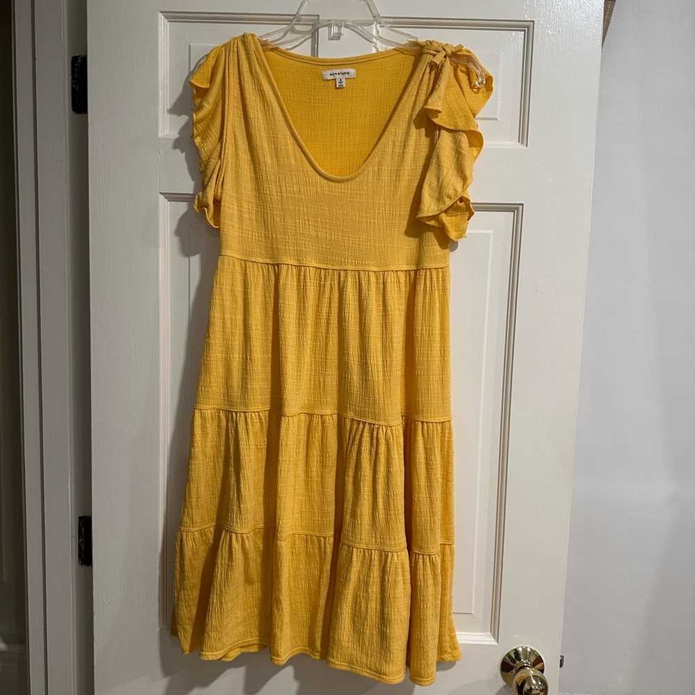 Max Studio Yellow Ruffle Sleeve Dress